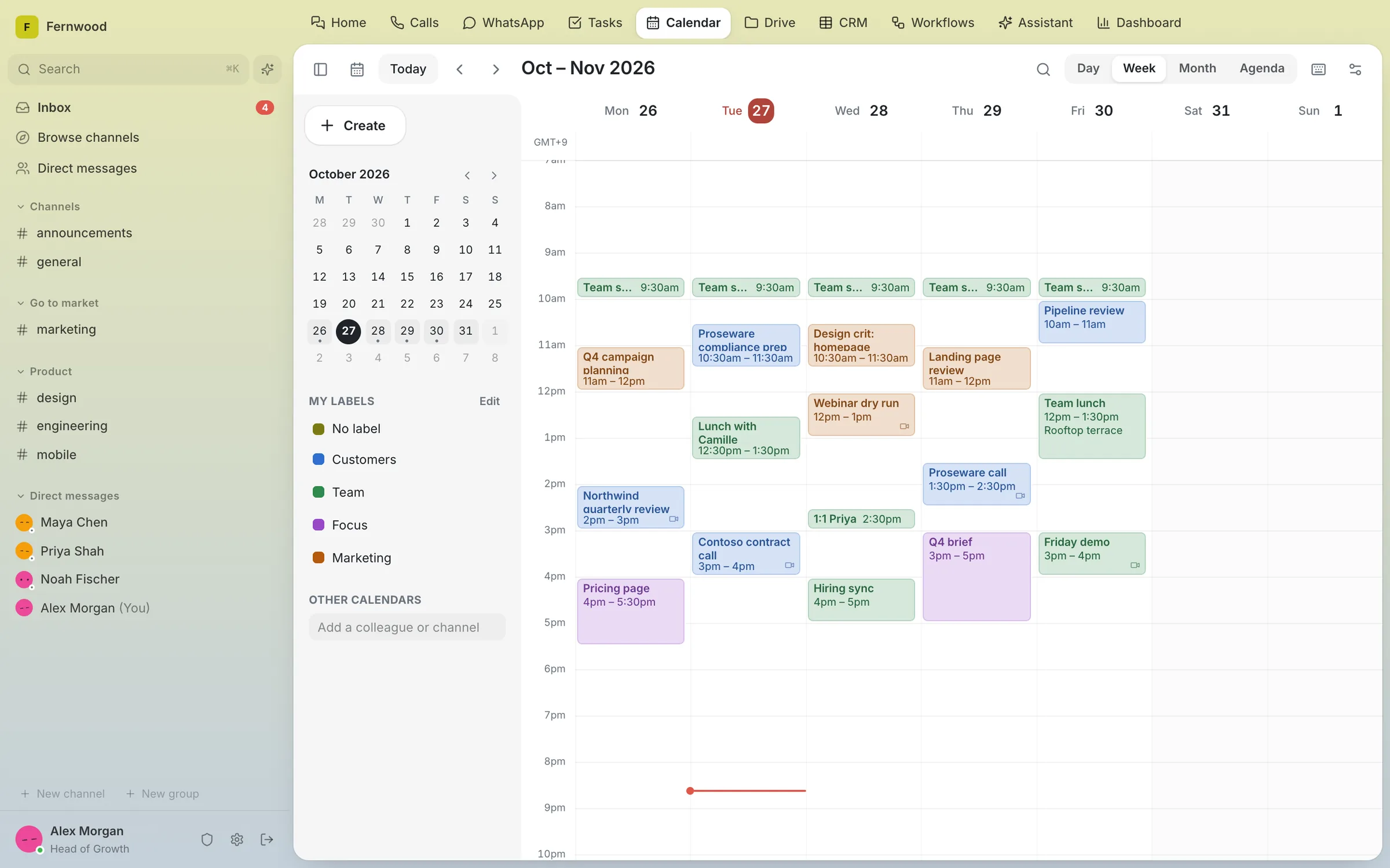 Aspen Calendar screen
